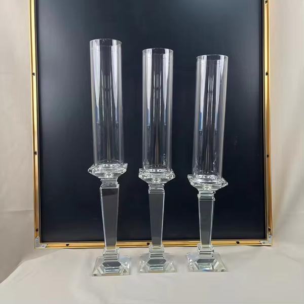 Crystal Candle Sticks Wedding Table Decorations 56cm 54cm 52cm With Tube