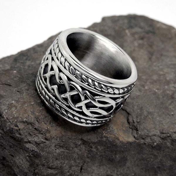 Vintage Old Titanium Stainless Steel with Sterling Silver Plated Band Ring  ()
