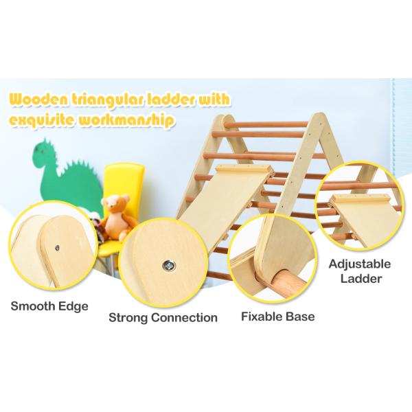 Wholesale Foldable Climbing Triangle Ladder Wooden Fitness Equipment 2 In 1