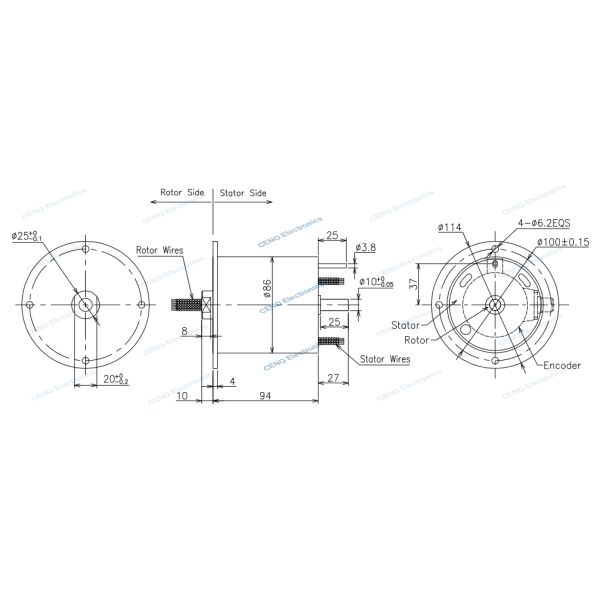 Water-proof Slip Ring with CANBus signal for automotive and industrial automation