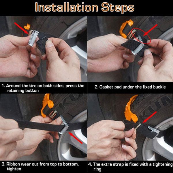 Releasable Anti Slip Tire Belt Safe Weather Resistant High Durability
