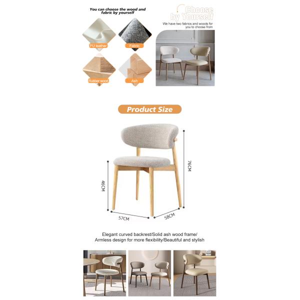 Chaise à manger en bois en cuir en PU moderne pour café