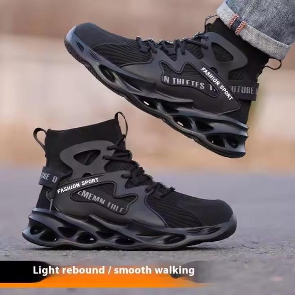 OEM Black TPU+Flying Knit Safety Boots Security Work Boots Steel Toe Kevlar Safety Shoes EVA Sole Work Shoes