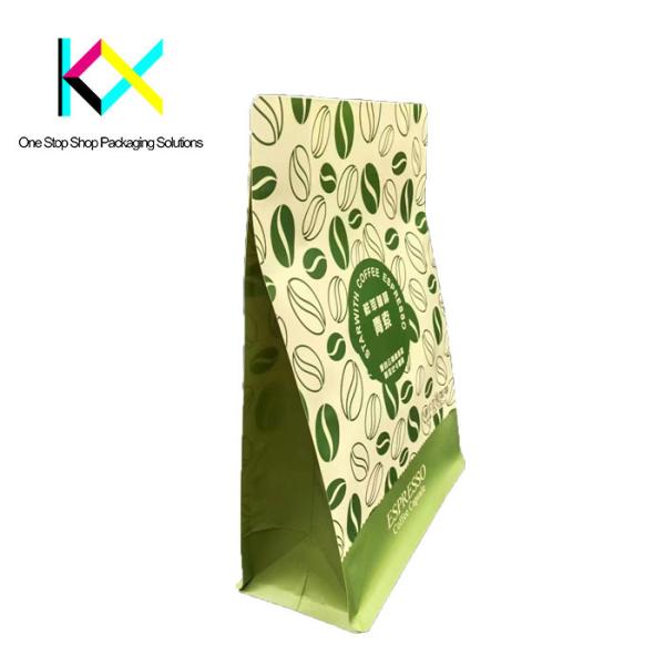 CTP Printing Kraft Paper PLA Biodegradable Coffee Bags With Valve And Zipper