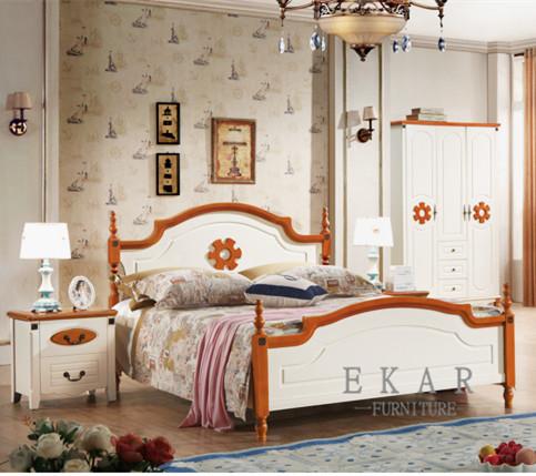 Latest European Mediterranean Style Bedroom Furniture Ivory Wood Double Bed Designs