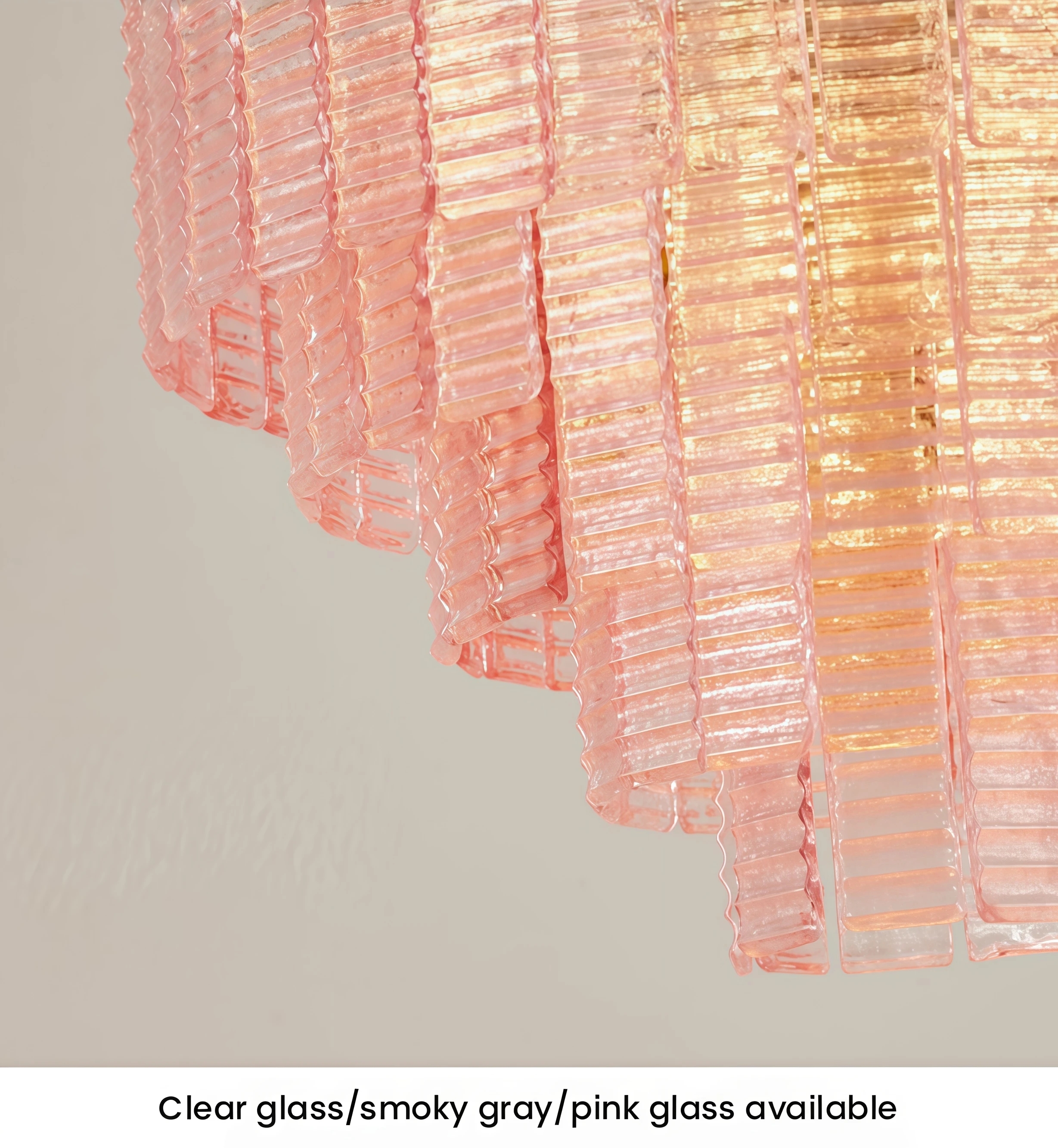 JYLIGHTING Modern Pendant Light Textured Pink Glass Panels in Multiple Stepped Layers Offering Decorative Light and Shadow Effects