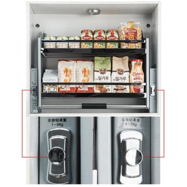 Soft Stop Kitchen Pull Out Basket Storage Lift Basket Elevator Pull Down Suspension Basket