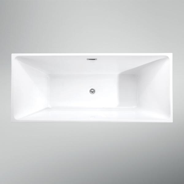 Center Drain Location Luxury Straight Acrylic Freestanding Bathtub with Hand Control