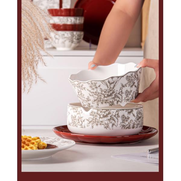 Business Gifts Floral Porcelain Ceramics Salad Bowl Set of 4 Sustainable and Stylish