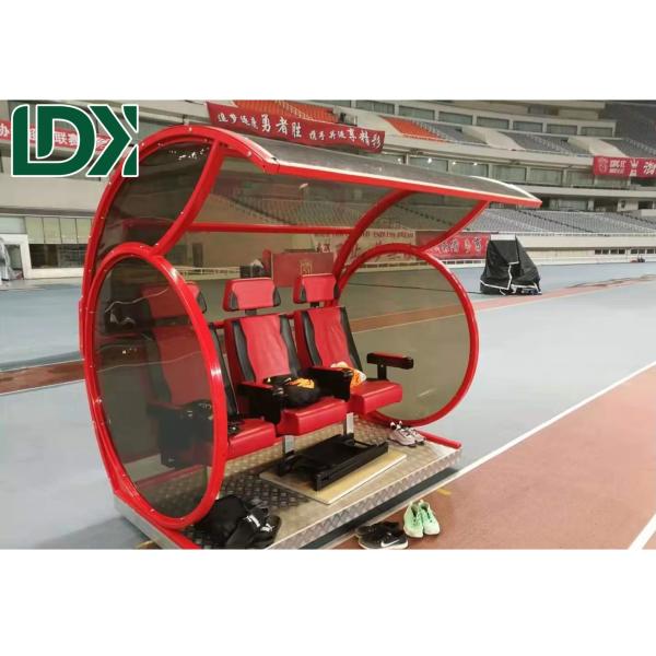 Asientos de banca de fútbol en colores personalizados, policarbonato resistente a los rayos UV, sillas de fútbol con aleación de aluminio