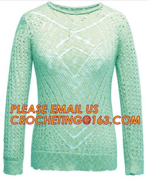 Long Sleeve Casual Hollow Pointelle Knit Pullover Women Spring Sweater