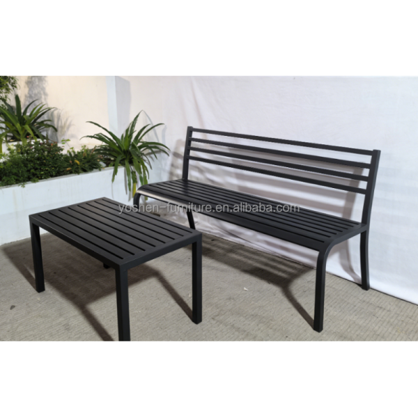 Commercial Grade Aluminum Bench for Public Spaces Heavy Duty All Weather Modern Hotel Plaza Courtyard Seating