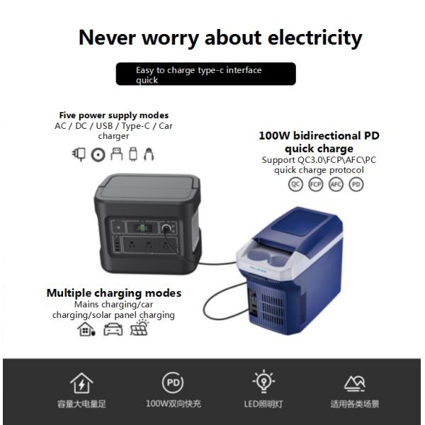 LCD в реальном времени показывает заряжатель банка силы панели солнечных батарей электростанции 1000W внешний для аварийного на открытом воздухе электропитания