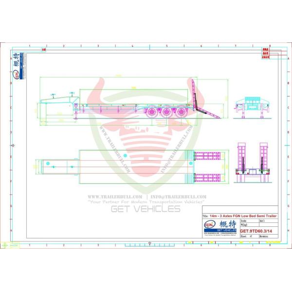 14m 60t Capacity 3 Axles Extendable Low Bed Trailer