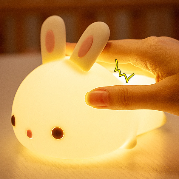 LED Silicone Papa Rabbit Lovely Bunny Silicone Night Light For Creative Birthday Gift