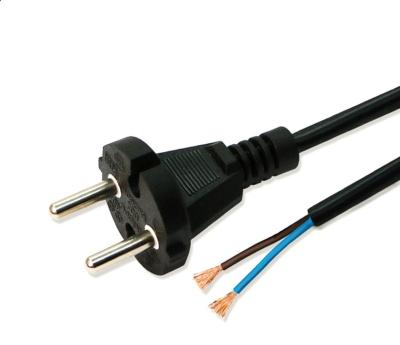 European standard 2pin black power cord with stripped end  0.5m-10m copper power cable