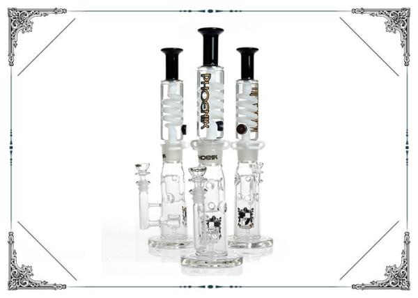 Straight Tube Glass Water Pipe Bong With Honeycomb Jet Perc 18.8 Mm Joint