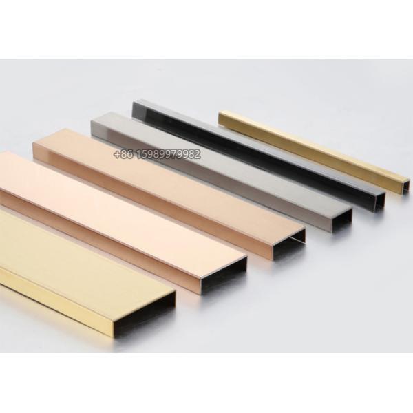 Brushed Stainless Steel U Profile decor molding 0.5mm thickness PVD Coated