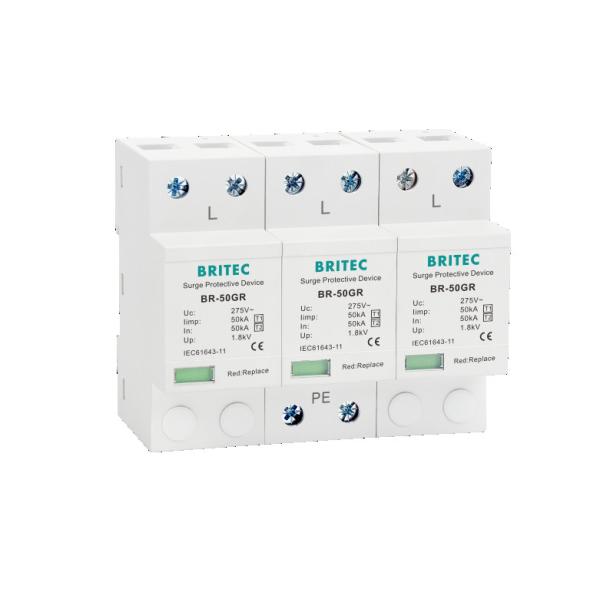 BR-50GR 275 4P Spd T1 T2 Type 1 Surge Protective Device Ac surge protector type 1 Lightning Protector 3 phase spd