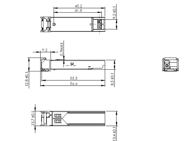 модуль 1.25Gb/s BiDi одиночное LC/SC SMF 1310nm Tx 1550nm Rx FP LD приемопередатчика 20Km SFP