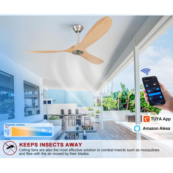 Ventilador de teto de 60 polegadas com controle remoto e vento natural