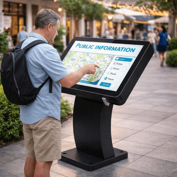 Outdoor Interactive Information Kiosk 32 43 55 65 Inch Touchscreen Display for Smart City and Public Use