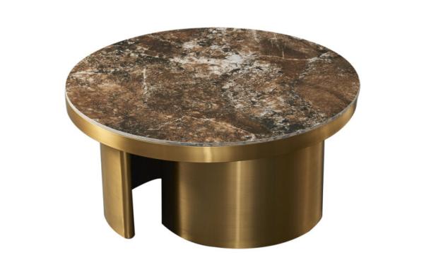 Gold Titanium Ceramic Marble Nordic Coffee Table round Minimalist
