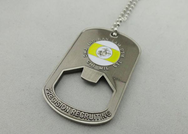 Stamped Bottle Opener Personalised Dog Tags With 800*2.4mm Ball Chain
