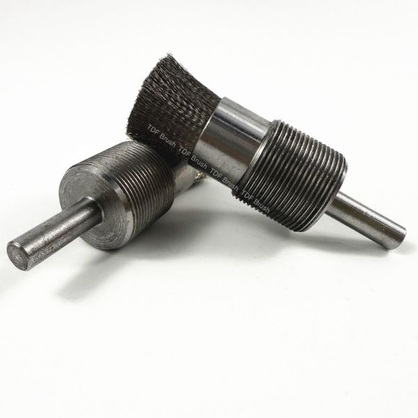 Premium Stainless Steel Crimped Wire End Brush with Shank - Industrial Deburring, Rust & Coating Removal Tool