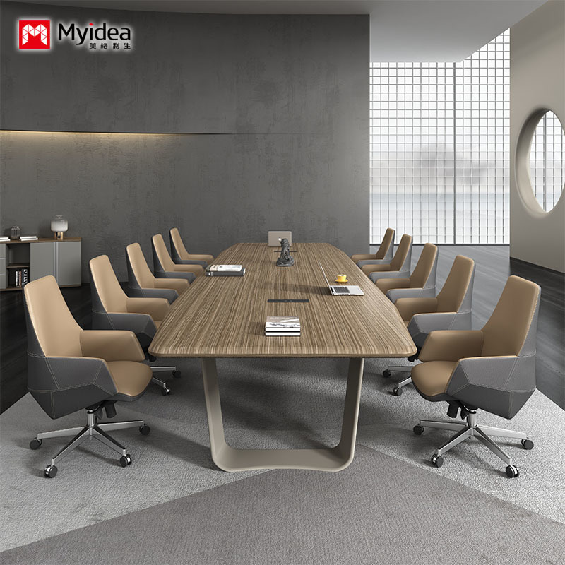 Premium Conference Table for Meeting Rooms – Durable Steel Leg Support, Fully Integrated Power System with AC Outlets and USB Charging Ports for Effortless Device Connectivity