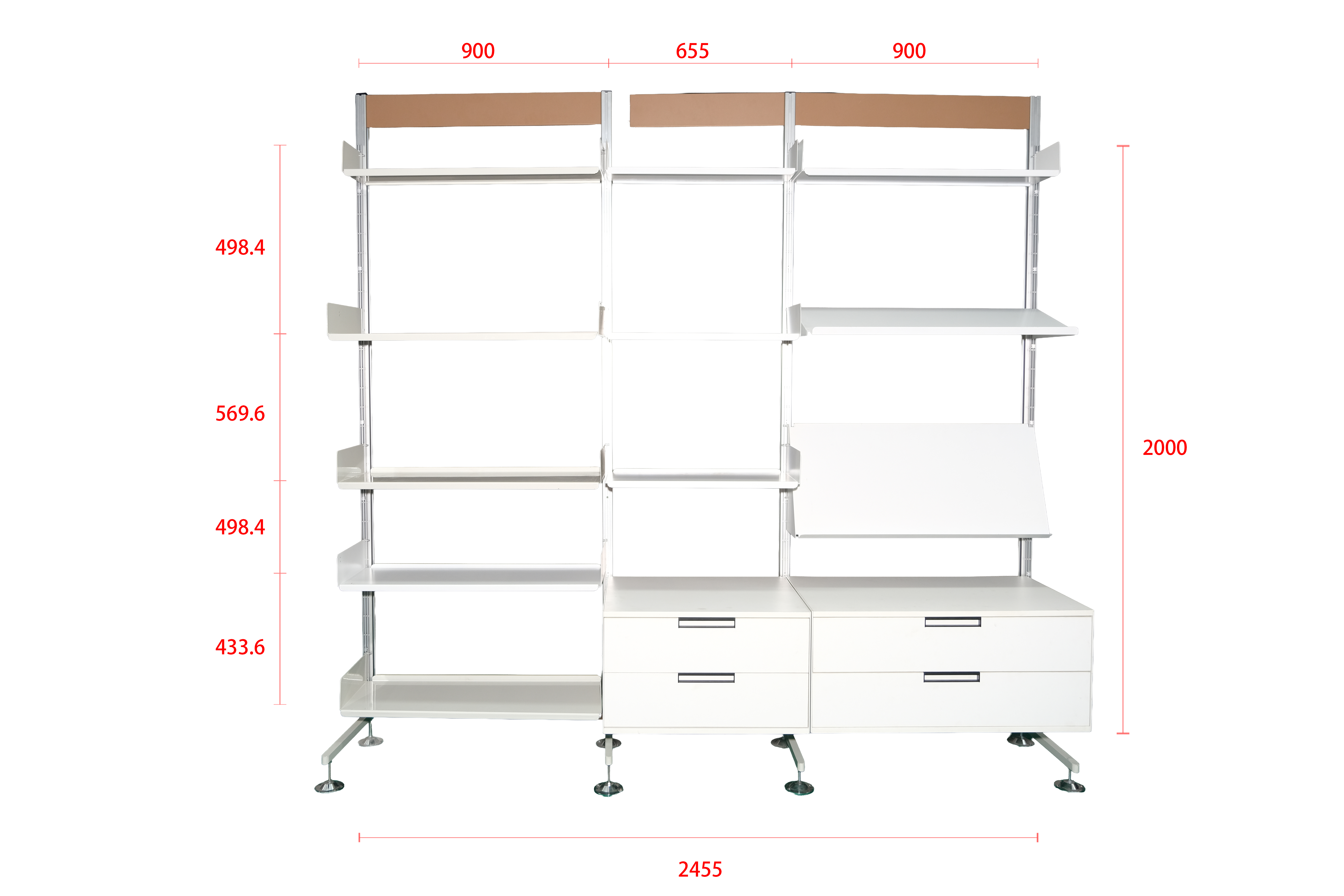 Wall-Mounted 5-Layer Modular Shelf White Bedroom Floating Shelves Adjustable Modern Steel Modular Wall Unit Drawer for Clothing