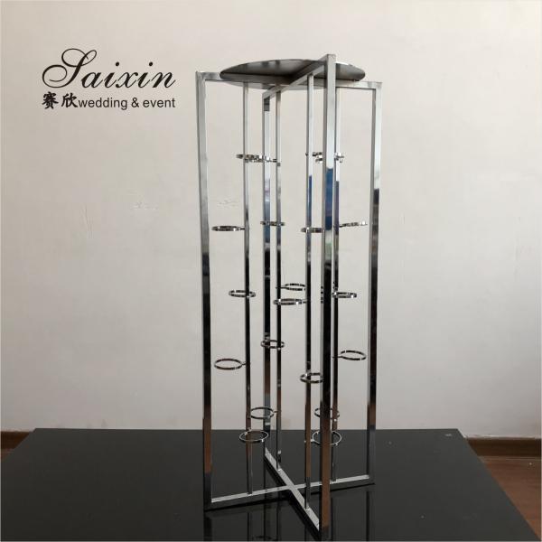 Flor de casamento de ouro está em pé Negro Display Piso Candlestick Porta-mesas Lâmpada de metal