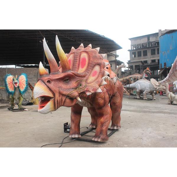 Реалистическая Аниматроник красная езда динозавра трицератопса для парка атракционов
