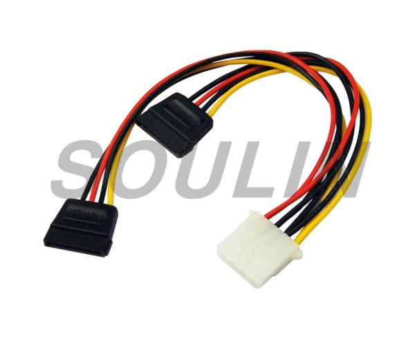 Red Color 7+15pin 22pin SATA Cable Female To SATA Female W/ Molex IDE 4Pin Power