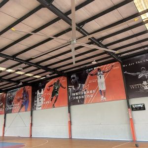 24FT 1.5KW мощность гигантская коробка передач промышленный HVLS потолочный вентилятор для охлаждения воздуха на складе