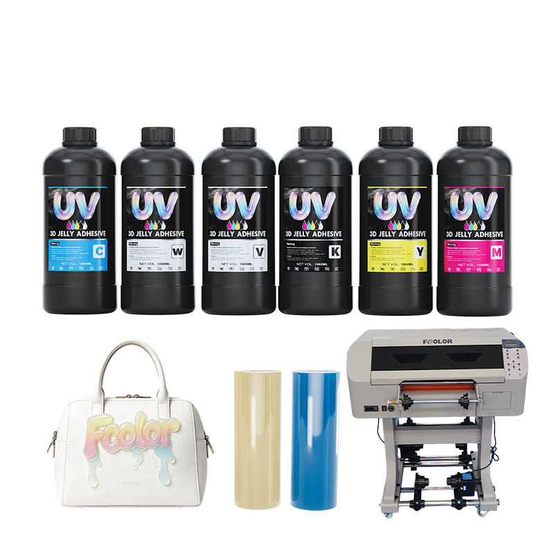FCOLOR UV DTF Printing Film 3D UV Epoxy Film for Garments 3D Digital Jelly Glue Sticker Labels UV Ink