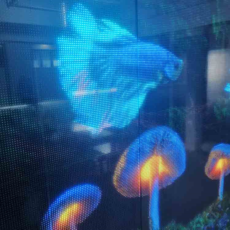 Наружная реклама Ультратонкий кристаллический экран P16 RGB Гибкий прозрачный светодиодный экран