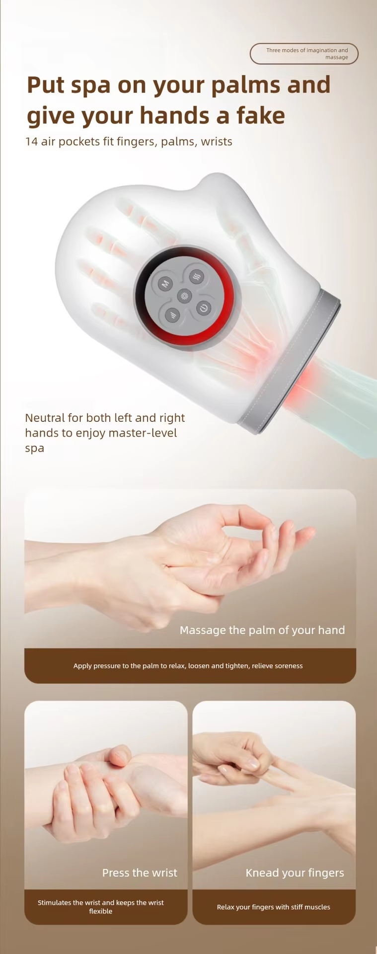 Smart Cordless Hand Massager with 5-Level Air Compression and 3-Mode Heating Therapy for Finger Joint Relief
