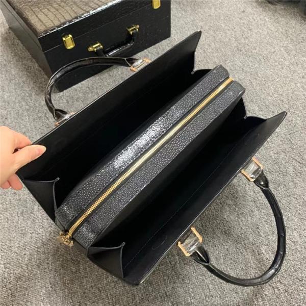 Authentic Real True Stingray Skin Businessmen Passcode Briefcase Genuine Crocodile Leather Male Top-handle Handbag