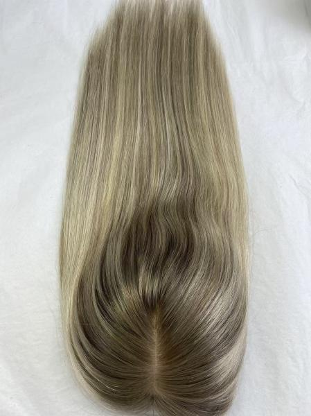 Wholesale T- Ashblonde Silk Base Closure Topper Virgin Human Hair Toupee Replacement System for Women Cheaper Price Hairpiece