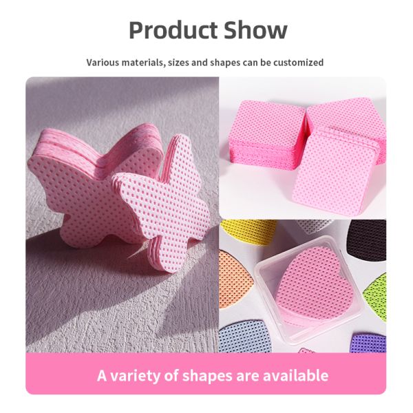 OEM 200pcs/box Heart Shape Lint Free Nail Wipes Lint-free Colorful Nail Polish Remover Wipes Nails Wipes