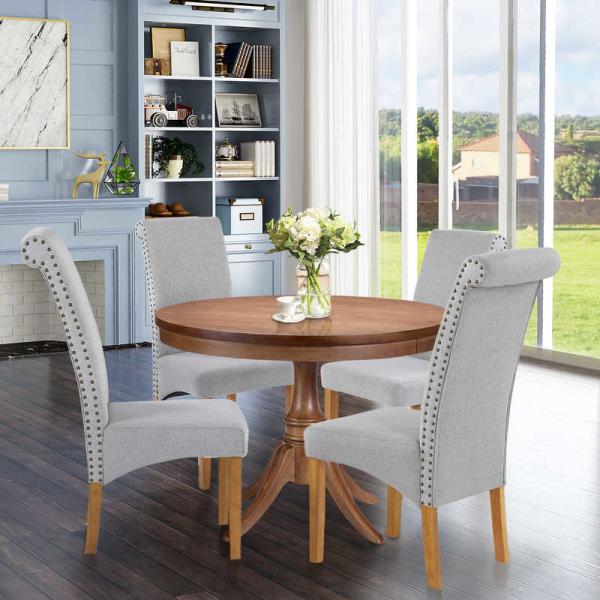 L17.5  inch Gray Padded Side Chair / High Back Fabric Dining Chair 300lb