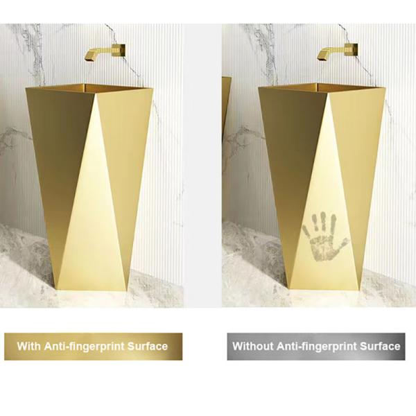 Brushed Finish Irregular Stainless Steel Pedestal Sink Floor Standing For Bathroom