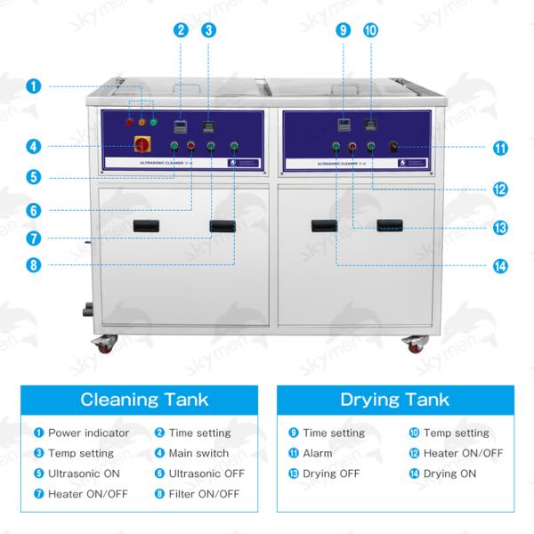 100L 2 Tanks 1500W Ultrasonic Parts Cleaner For Sonic Pcb