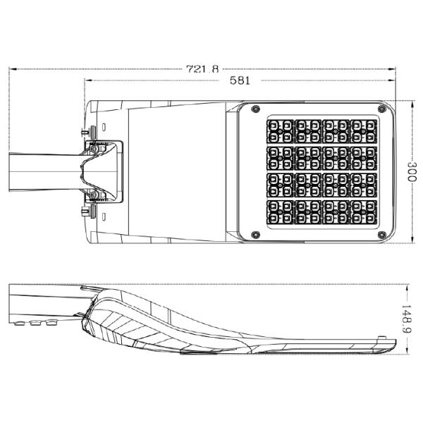 100w IP68 Waterproof LED Street Lights 4mm Thick Tempered glass Cover