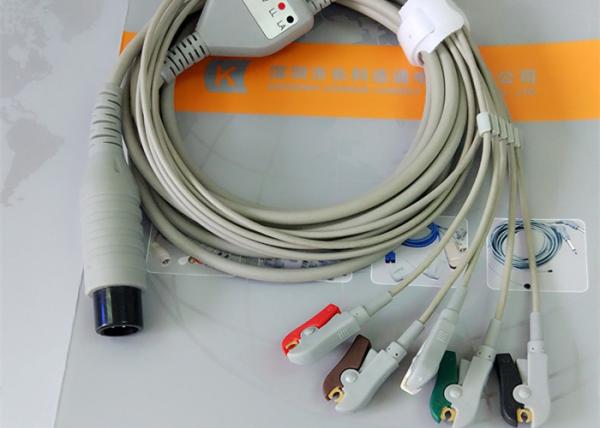 Compatible Generic AAMI 6 Pin One Piece Ecg Lead Wires 5 Leads OD 4.00mm