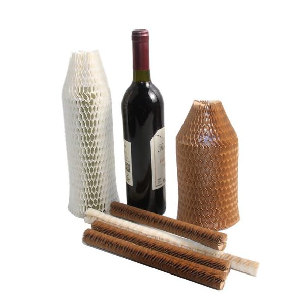 Kraft Paper Honeycomb Sleeve For Glass Wine Bottle Protective Shipping Cushion Packing