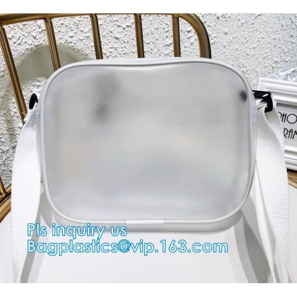 Vintage style clear PVC crossbody shoulder shopping bag, Ladies Handbag Clear Crossbody Shoulder Bag Sets, Reusable wome
