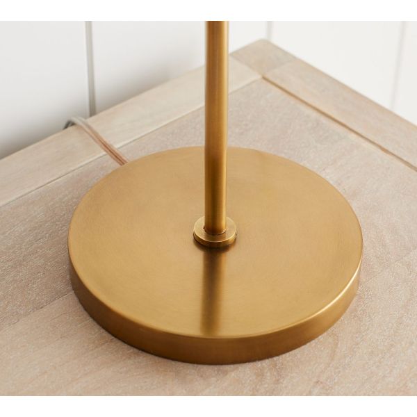 Modern Brass Table Lamp with Linen Shade for Living Room and Bedside Use