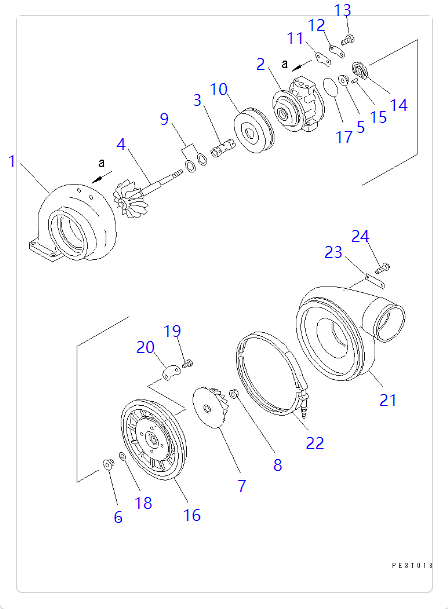 6505-11-6476 6505-11-6474 6505-11-6473 Turbocharger KOMATSU Engine Parts For S6D140